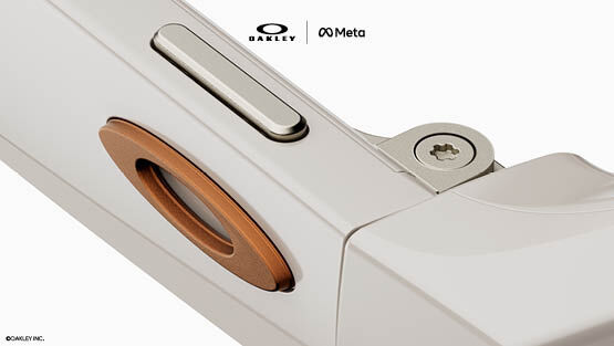 Havainnekuva: painike, jonka avulla videoiden ja kuvien ottaminen onnistuu Oakley Meta -älylaseilla